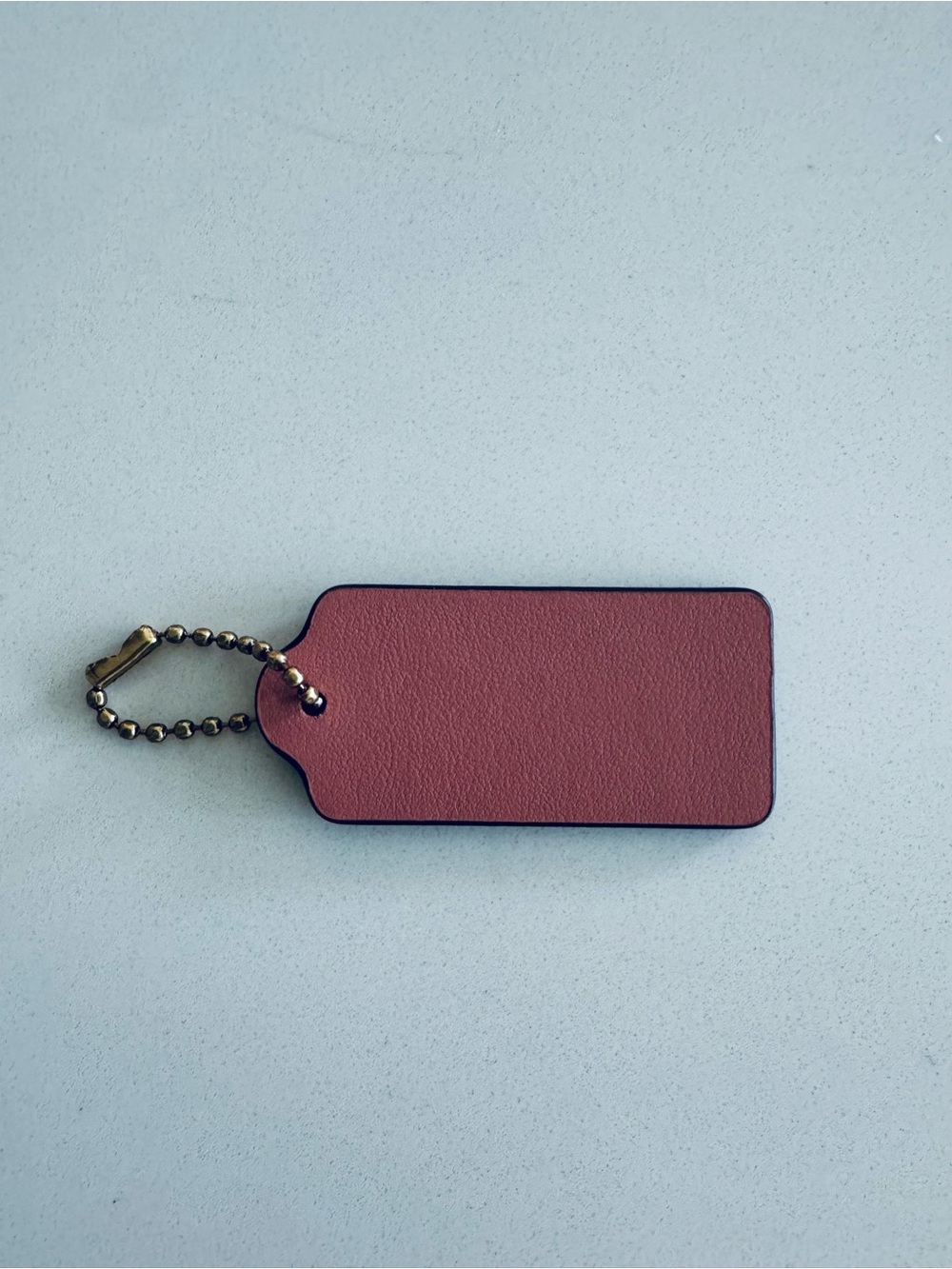 Coach Smooth Leather Hangtag Charm Embossed Coach New York Tan Pinkish Color - Picture 2 of 3